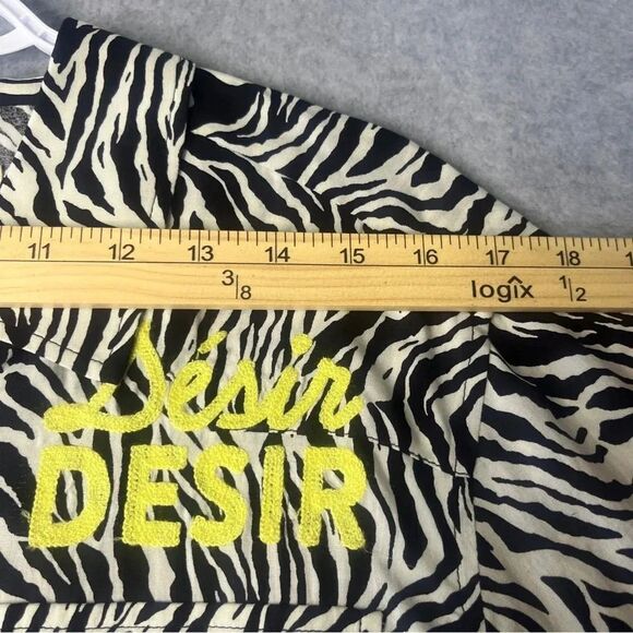Sandrine Rose X Free People Women’s Zebra Stripe Pearl Snap Button Up S.S New M - Picture 4 of 12
